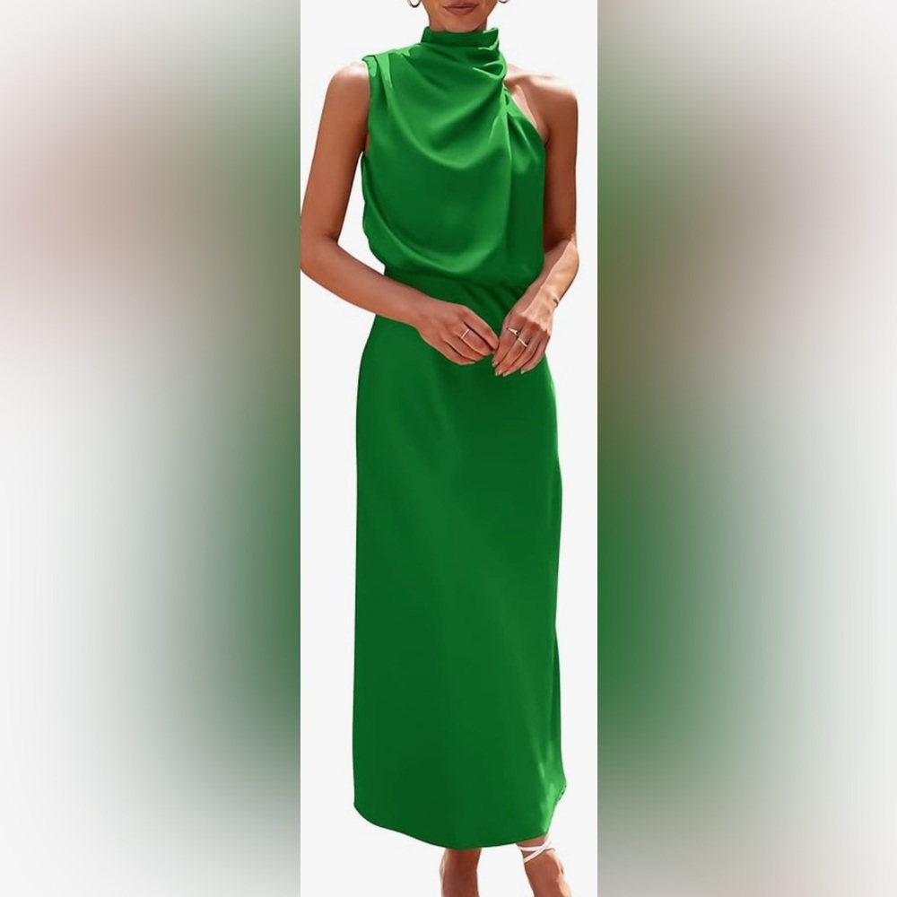 Elegant Green Sleeveless Dress